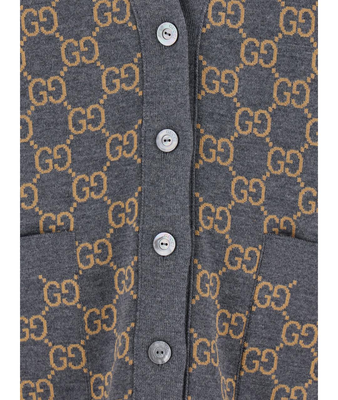 GUCCI Серый шерстяной кардиган, фото 3