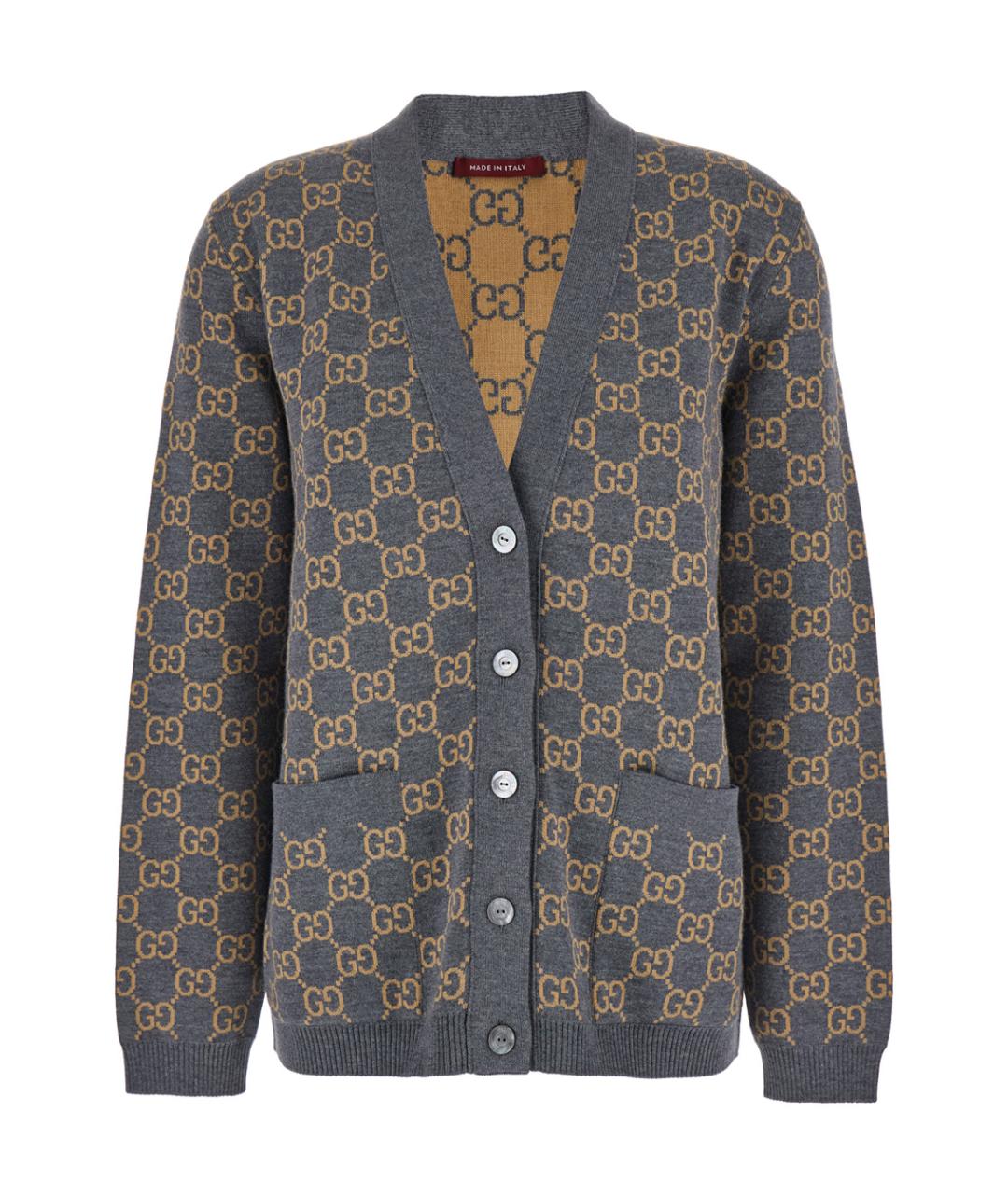 GUCCI Серый шерстяной кардиган, фото 1