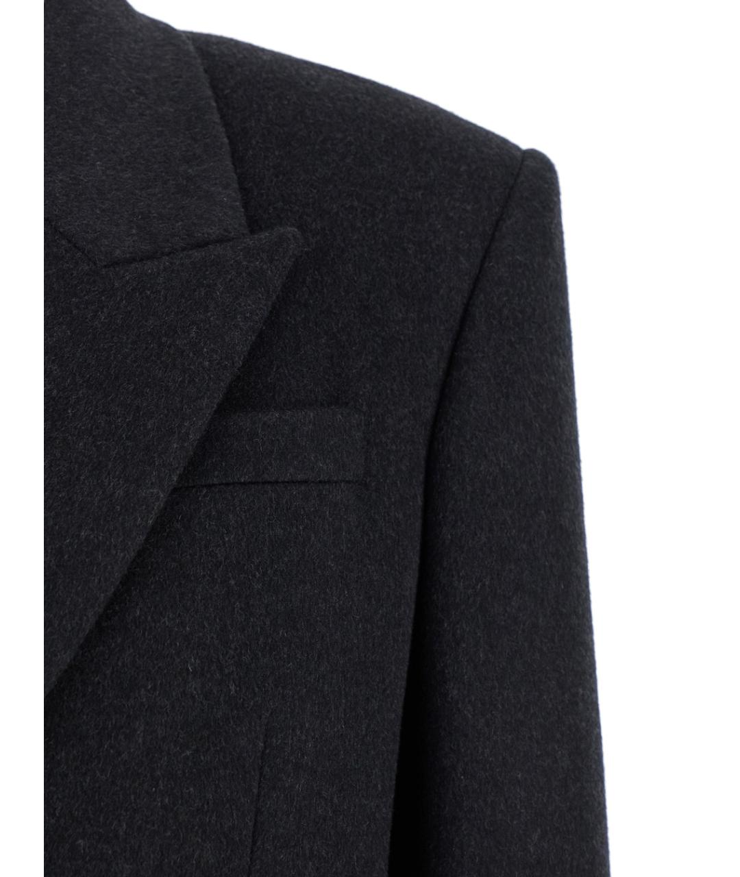 SAINT LAURENT Антрацитовое шерстяное пальто, фото 3