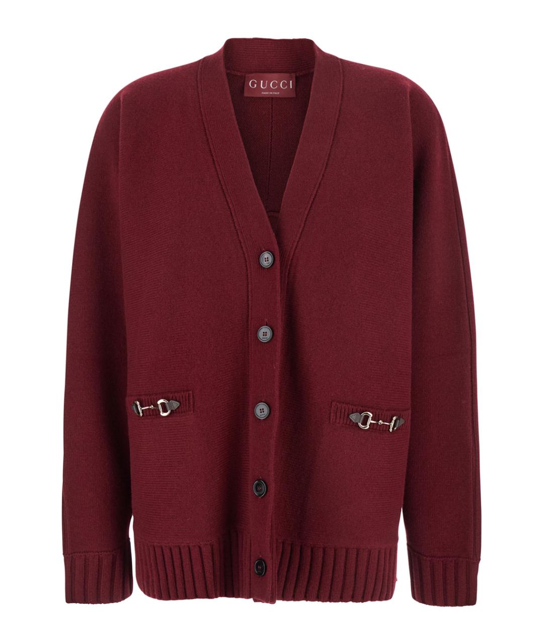 GUCCI Бордовый шерстяной кардиган, фото 1