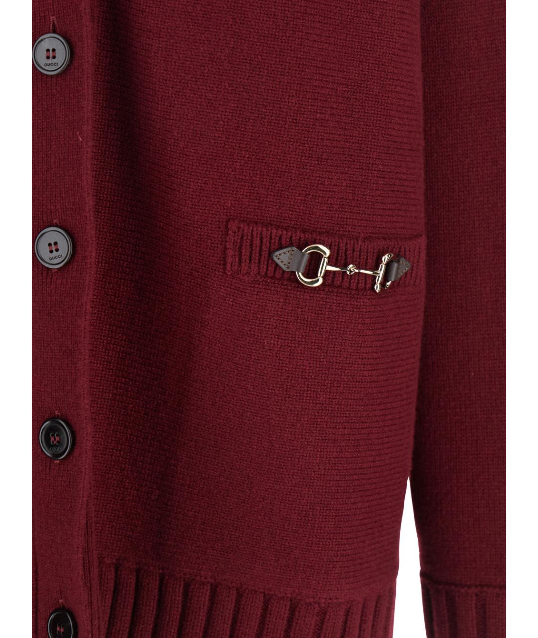 GUCCI Бордовый шерстяной кардиган, фото 3