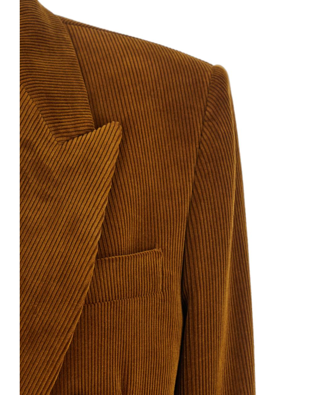 SAINT LAURENT Коричневый хлопковый жакет/пиджак, фото 3