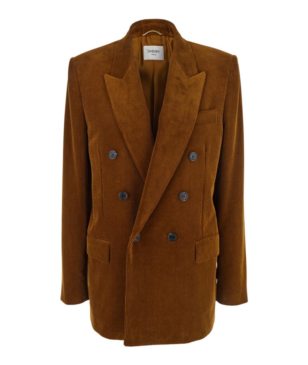 SAINT LAURENT Коричневый хлопковый жакет/пиджак, фото 1