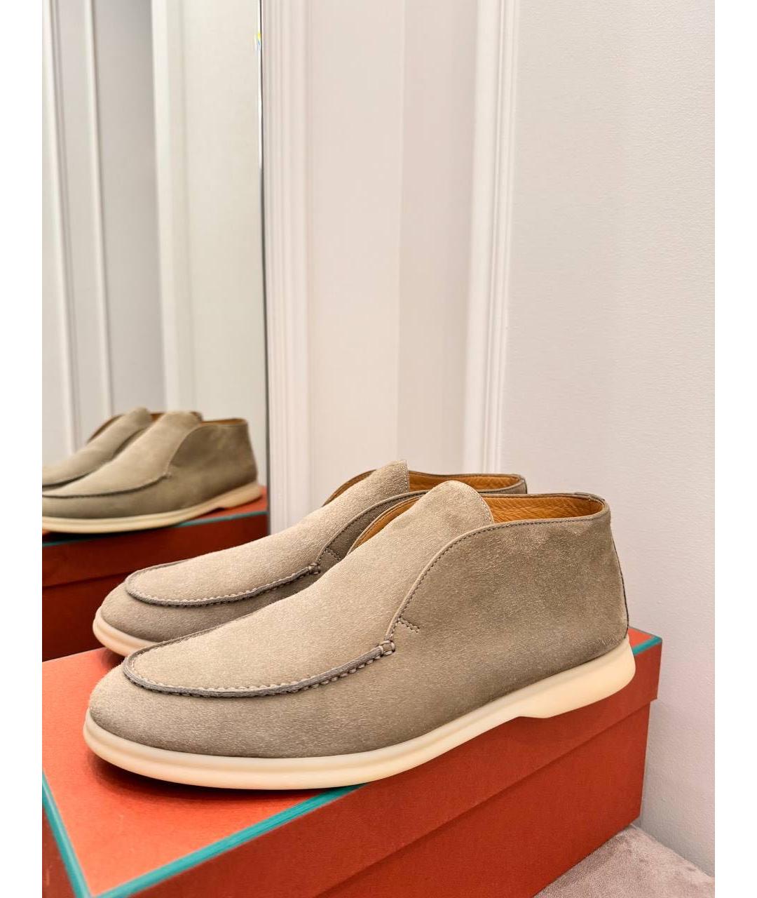 LORO PIANA Бежевые замшевые лоферы, фото 6