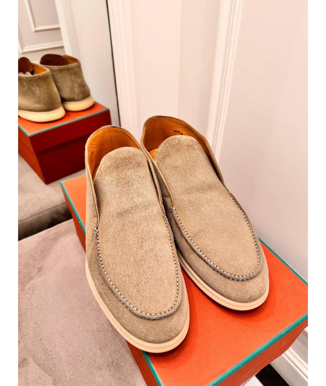 LORO PIANA Бежевые замшевые лоферы, фото 2