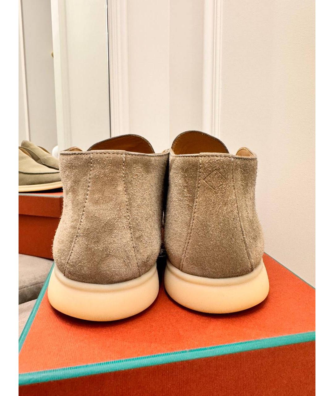 LORO PIANA Бежевые замшевые лоферы, фото 3