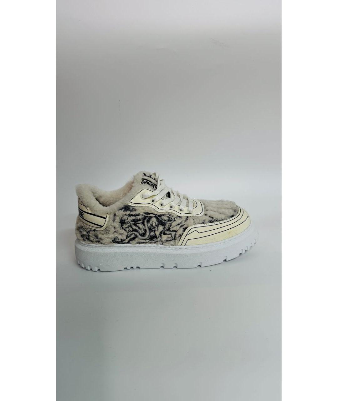 CHRISTIAN DIOR Бежевые кожаные кроссовки, фото 5