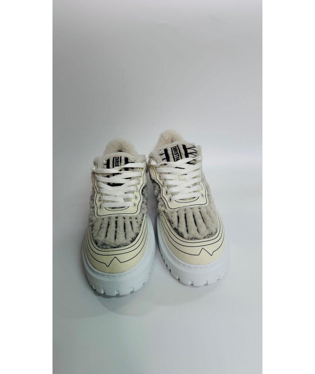 CHRISTIAN DIOR Бежевые кожаные кроссовки, фото 2