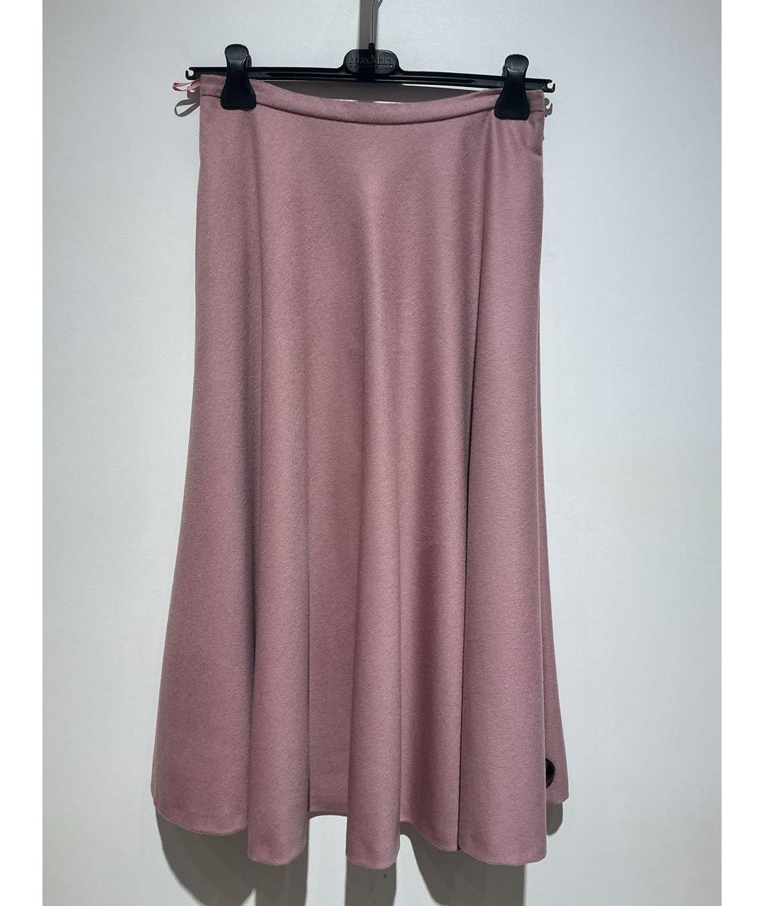 MAX MARA Розовая шерстяная юбка миди, фото 3