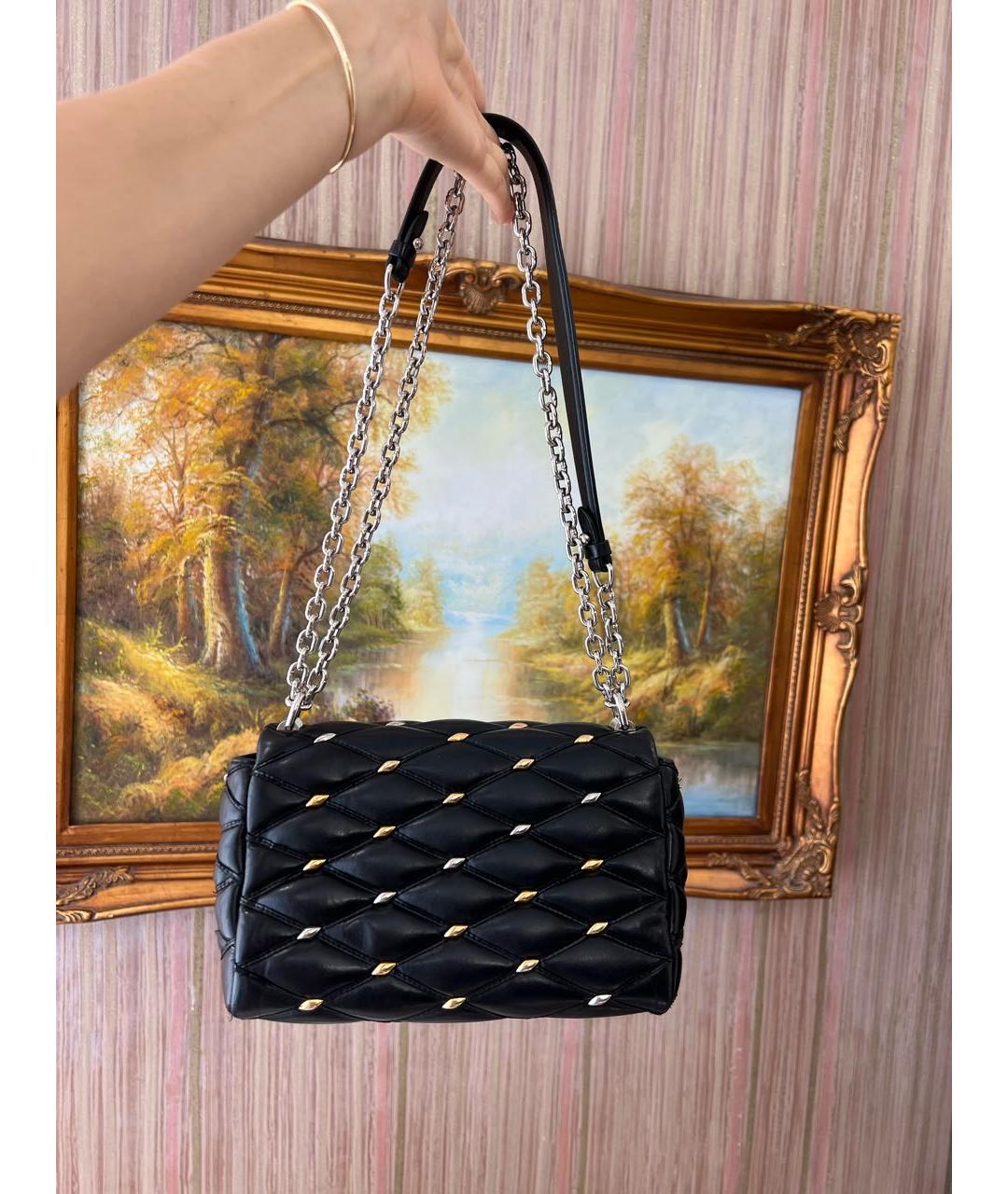 LOUIS VUITTON Черная кожаная сумка через плечо, фото 3