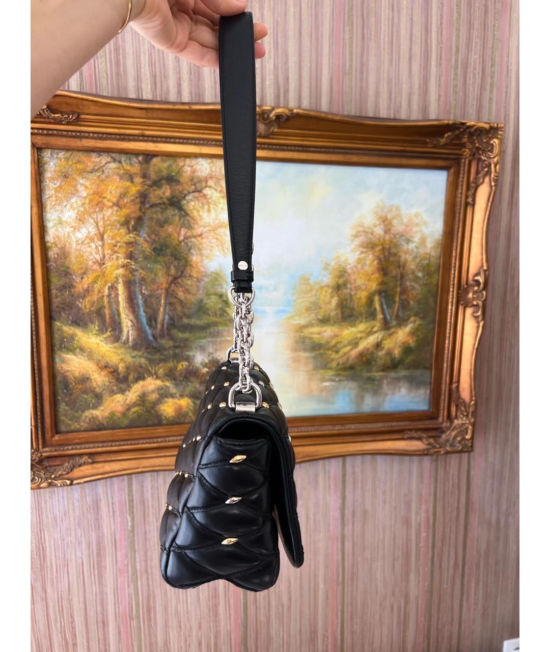 LOUIS VUITTON Черная кожаная сумка через плечо, фото 2