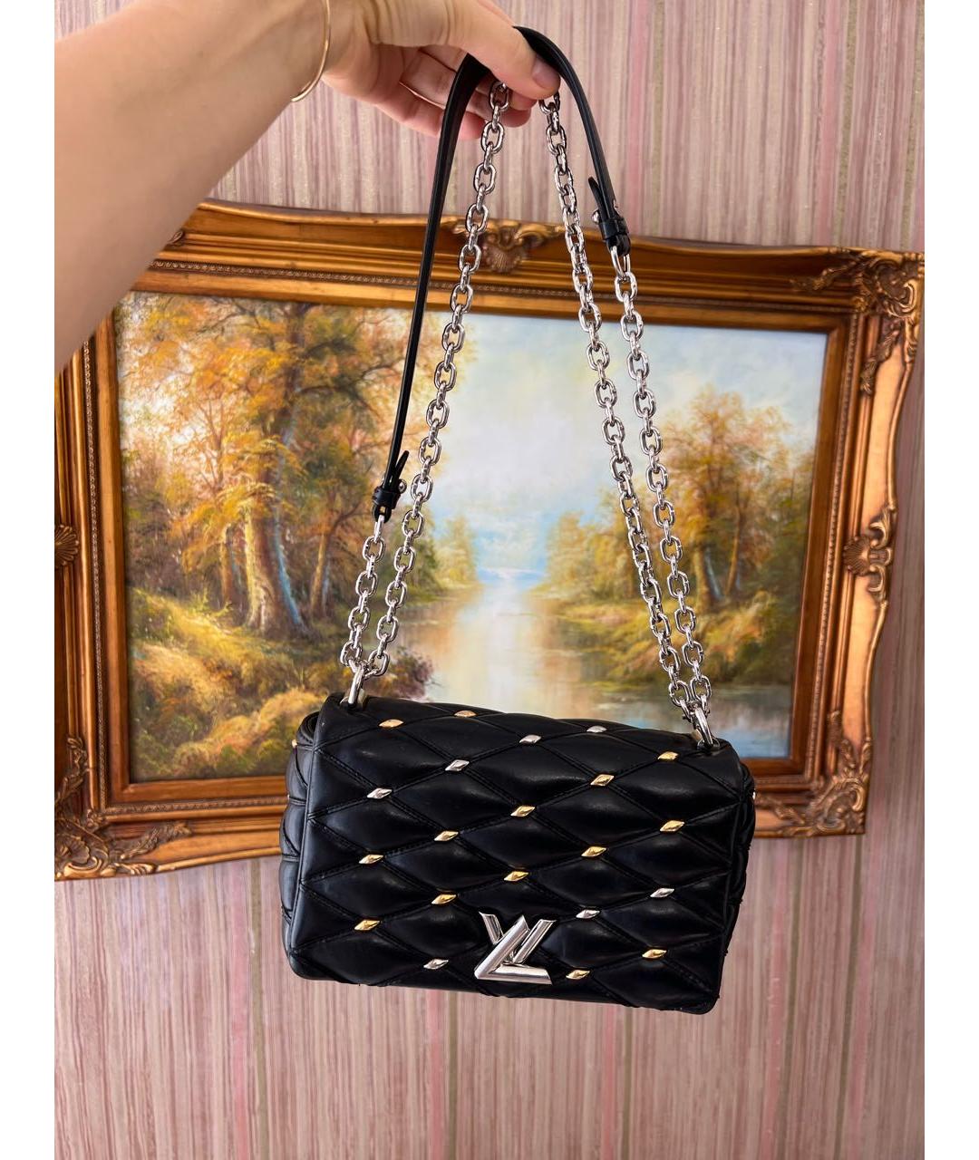 LOUIS VUITTON Черная кожаная сумка через плечо, фото 4