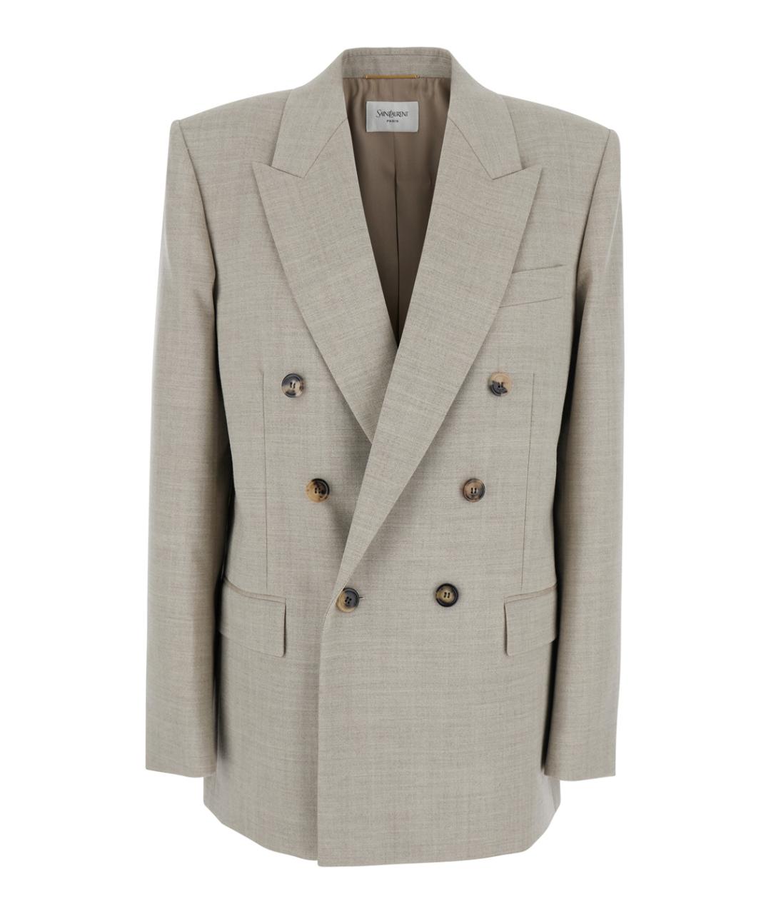 SAINT LAURENT Серый шерстяной жакет/пиджак, фото 1