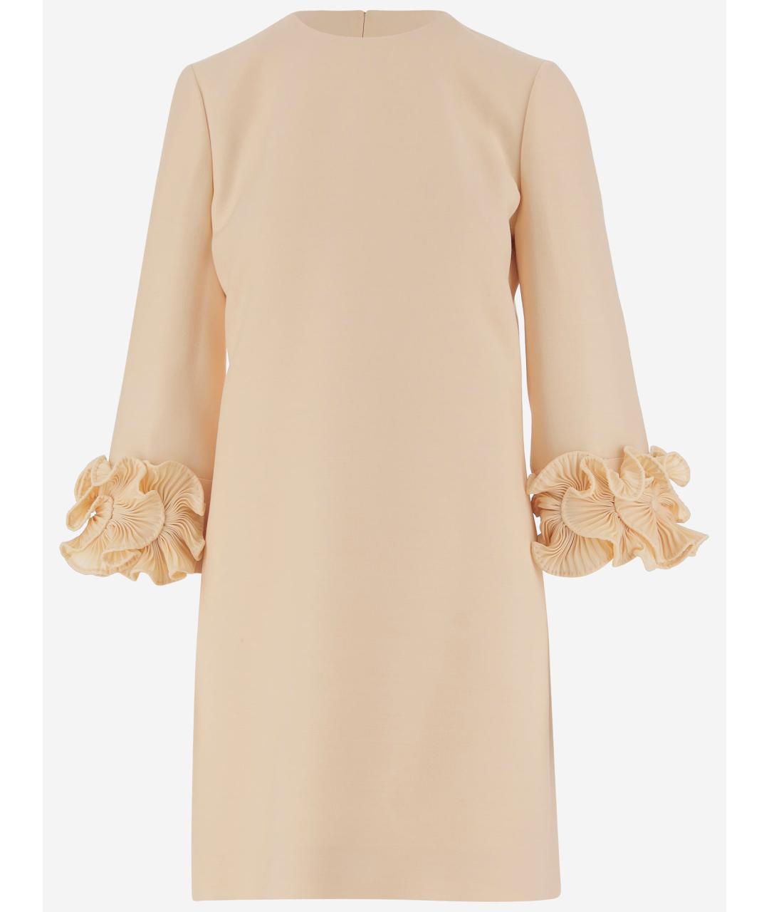 VALENTINO Бежевое шерстяное повседневное платье, фото 3