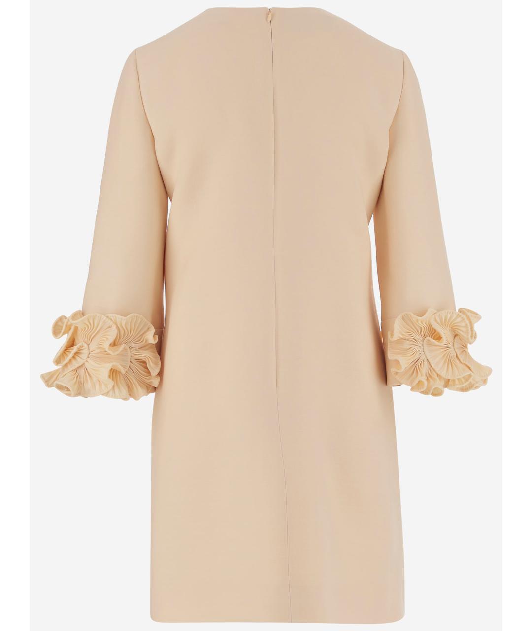 VALENTINO Бежевое шерстяное повседневное платье, фото 2