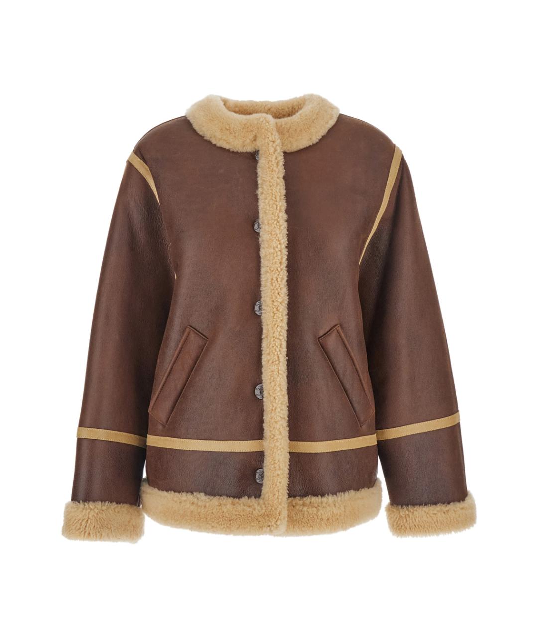 CELINE Коричневая кожаная дубленка, фото 1