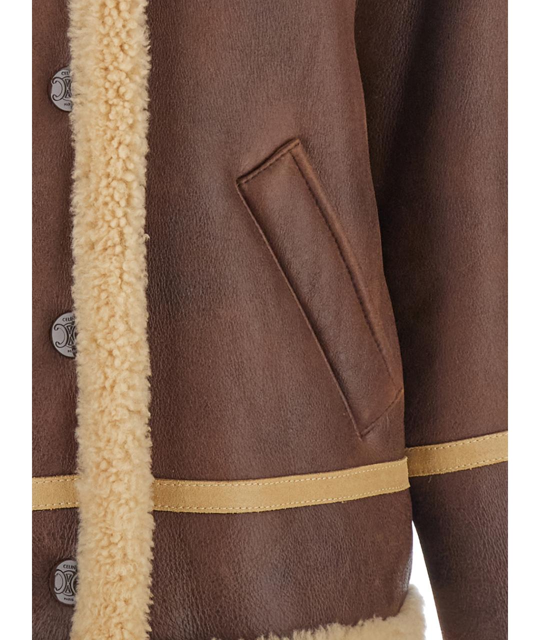 CELINE Коричневая кожаная дубленка, фото 3