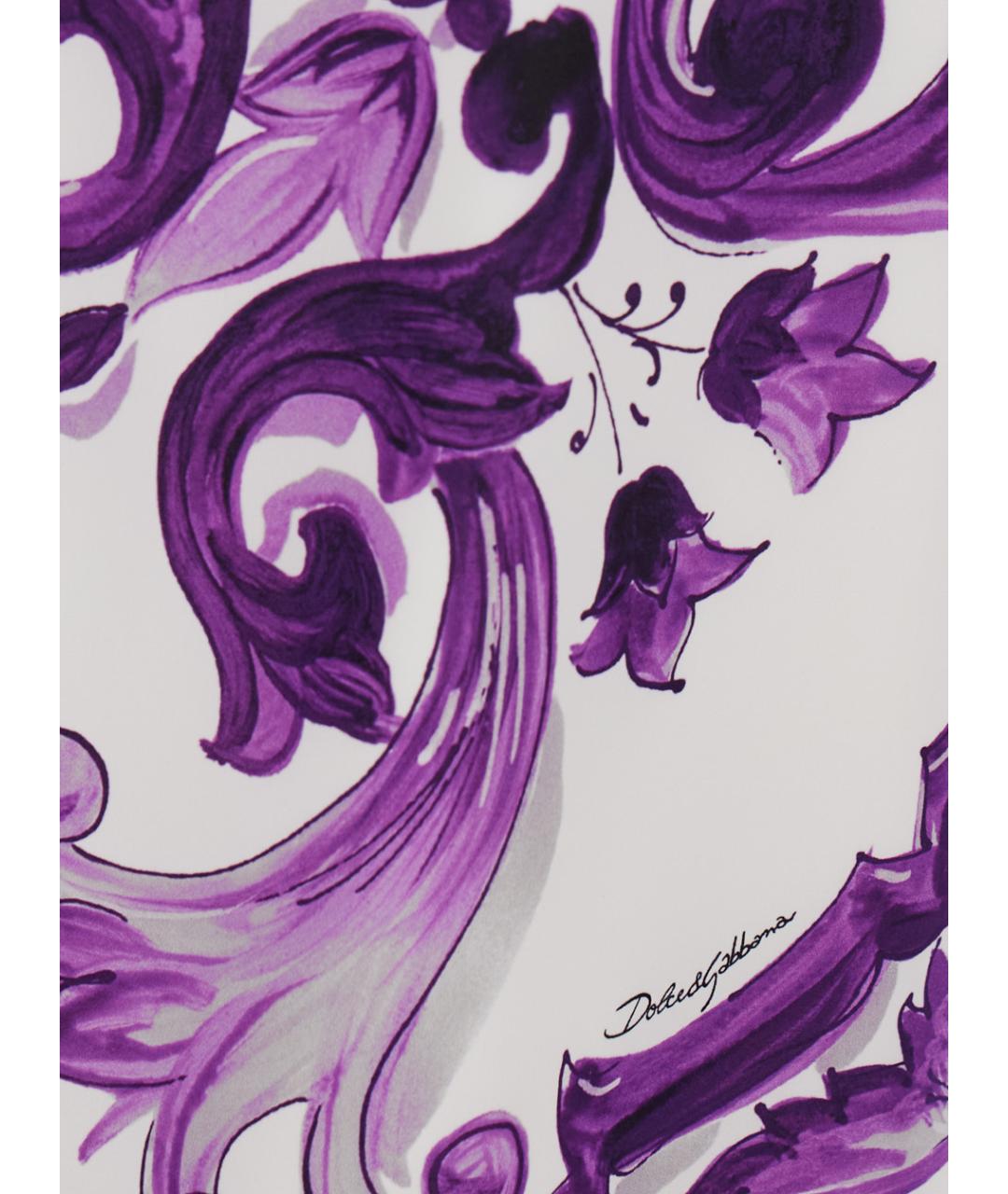 DOLCE&GABBANA Фиолетовое шелковое повседневное платье, фото 3