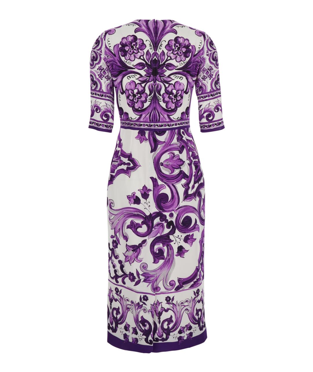 DOLCE&GABBANA Фиолетовое шелковое повседневное платье, фото 2