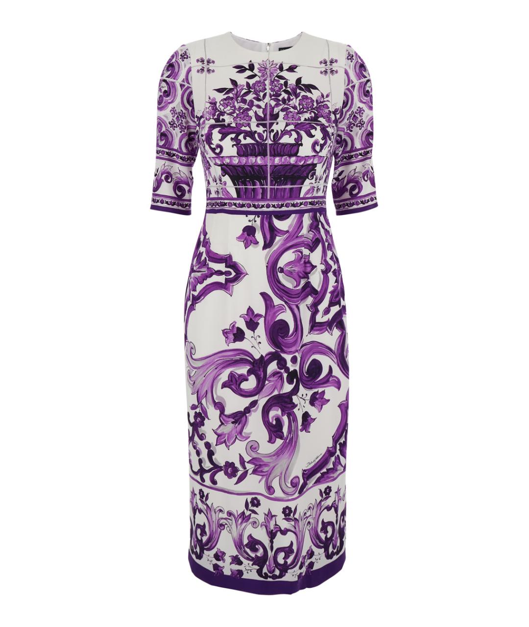 DOLCE&GABBANA Фиолетовое шелковое повседневное платье, фото 1