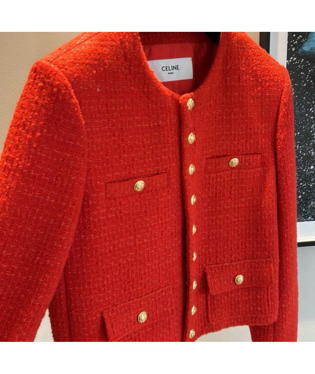 CELINE Красный твидовый жакет/пиджак, фото 3