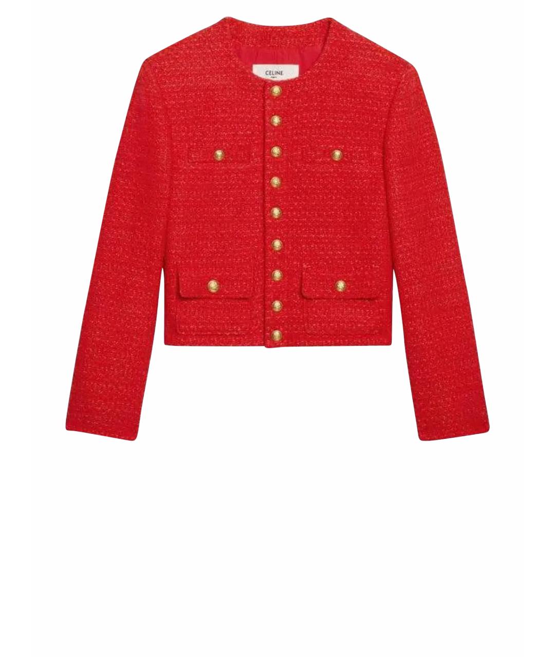 CELINE Красный твидовый жакет/пиджак, фото 1