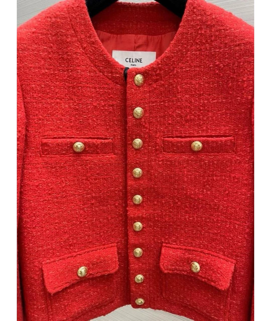 CELINE Красный твидовый жакет/пиджак, фото 5