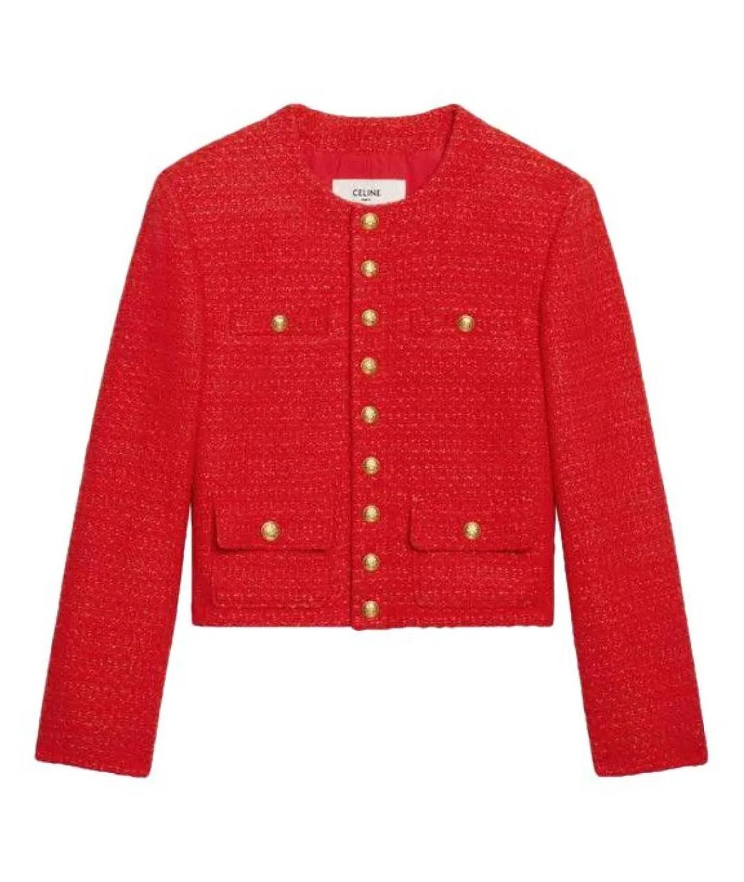 CELINE Красный твидовый жакет/пиджак, фото 9
