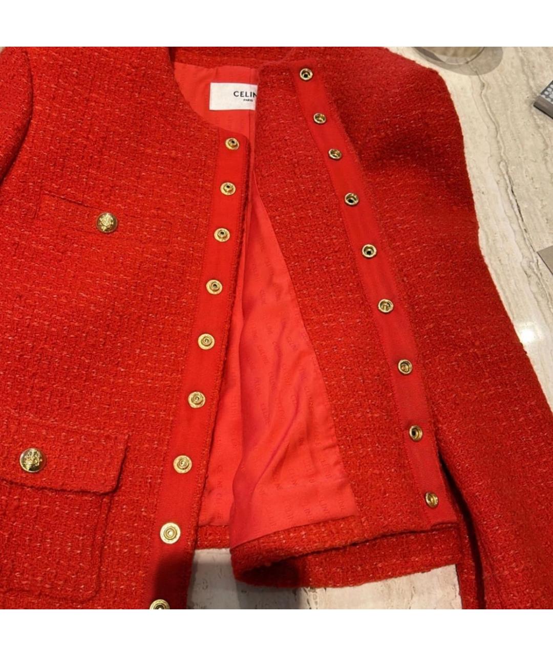 CELINE Красный твидовый жакет/пиджак, фото 7