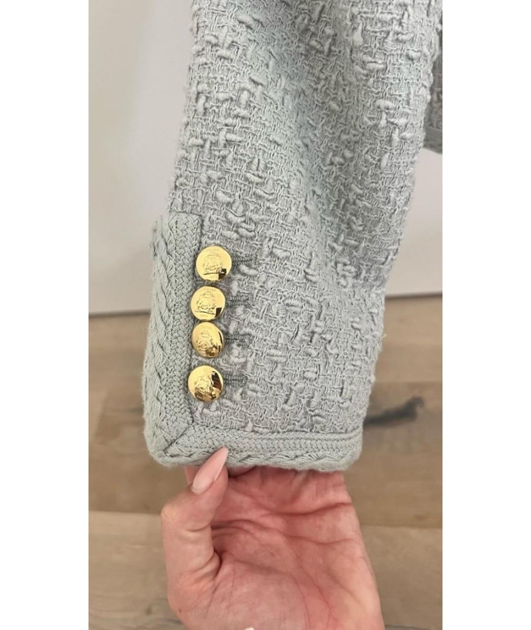 CELINE Голубой твидовый жакет/пиджак, фото 5