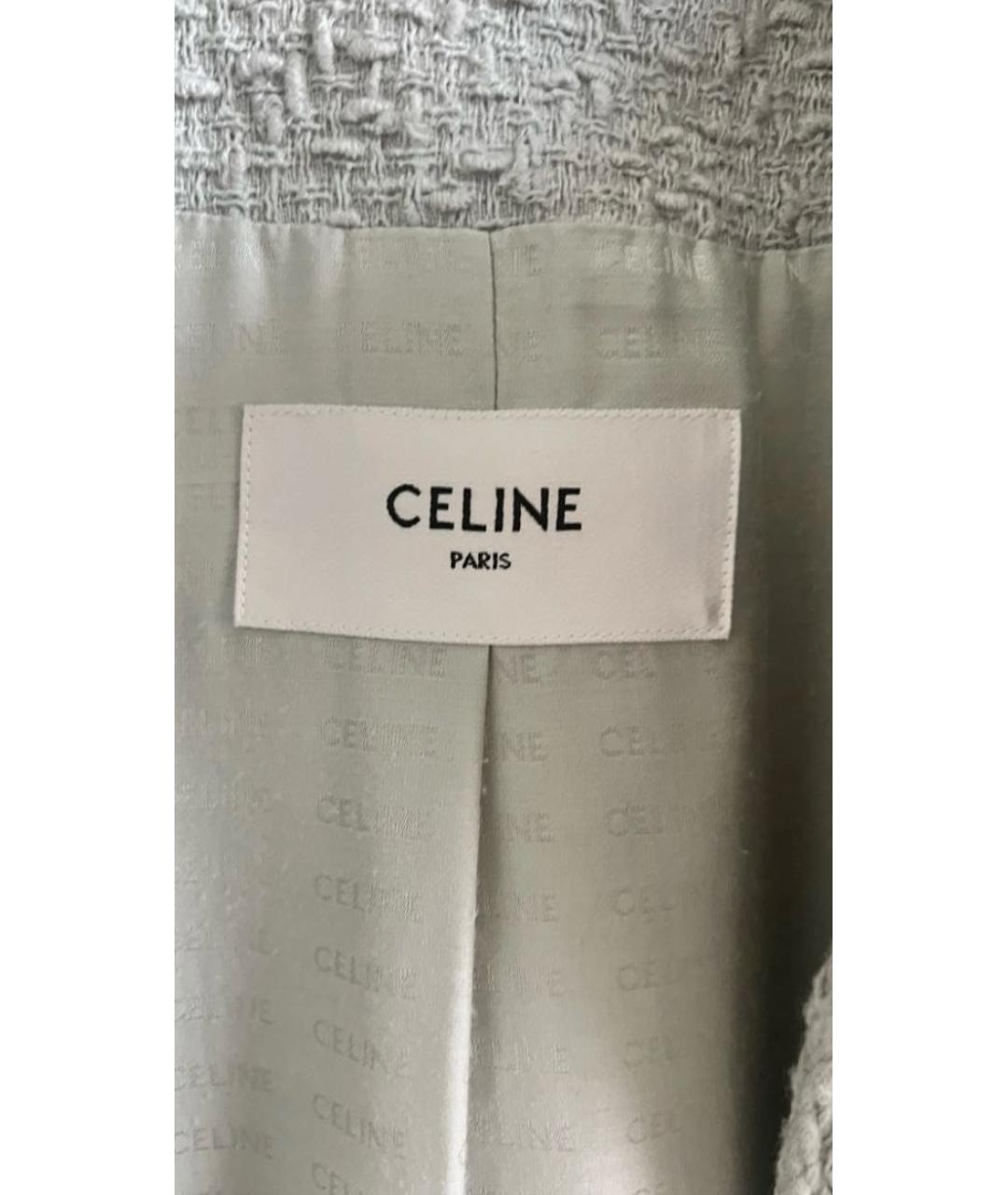 CELINE Голубой твидовый жакет/пиджак, фото 4