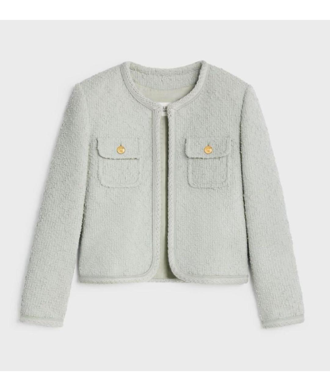 CELINE Голубой твидовый жакет/пиджак, фото 9