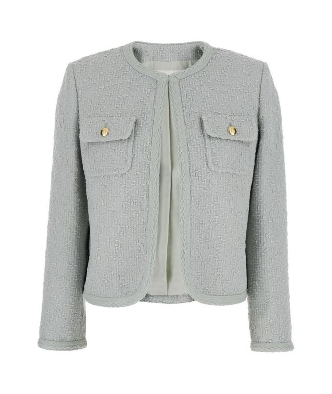 CELINE Голубой твидовый жакет/пиджак, фото 8