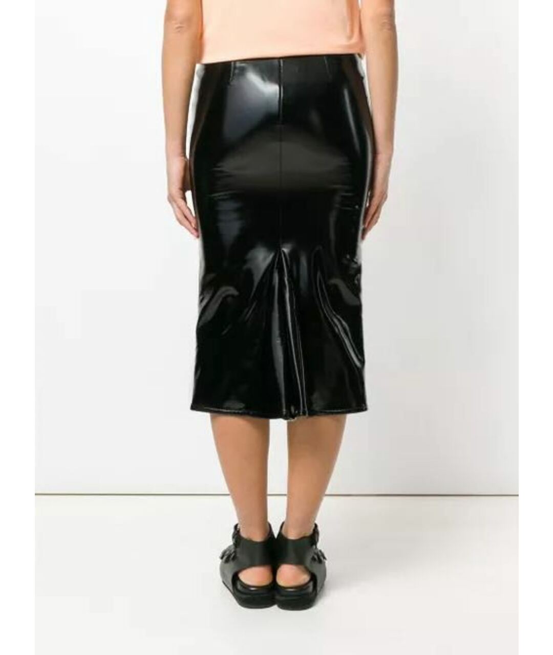 MCQ ALEXANDER MCQUEEN Черная полиуретановая юбка миди, фото 7