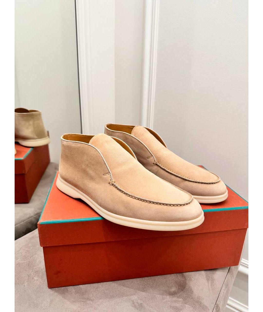 LORO PIANA Бежевые замшевые лоферы, фото 5