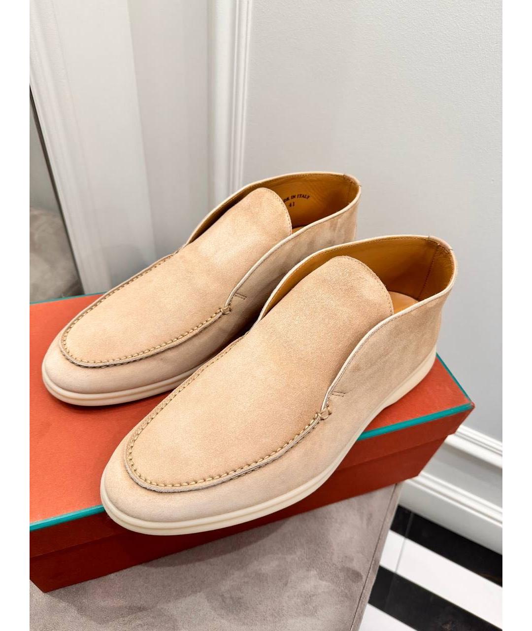 LORO PIANA Бежевые замшевые лоферы, фото 2