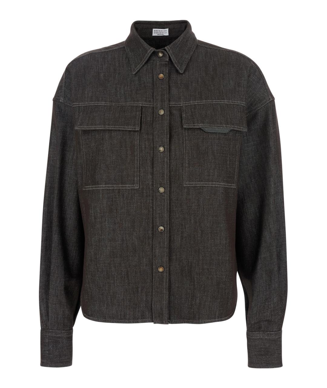 BRUNELLO CUCINELLI Коричневая хлопковая рубашка, фото 1