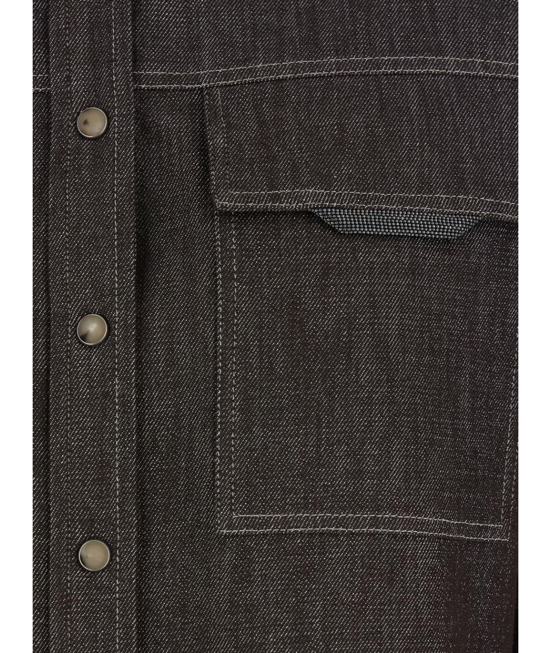 BRUNELLO CUCINELLI Коричневая хлопковая рубашка, фото 3