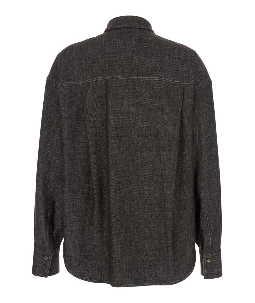 BRUNELLO CUCINELLI Коричневая хлопковая рубашка, фото 2