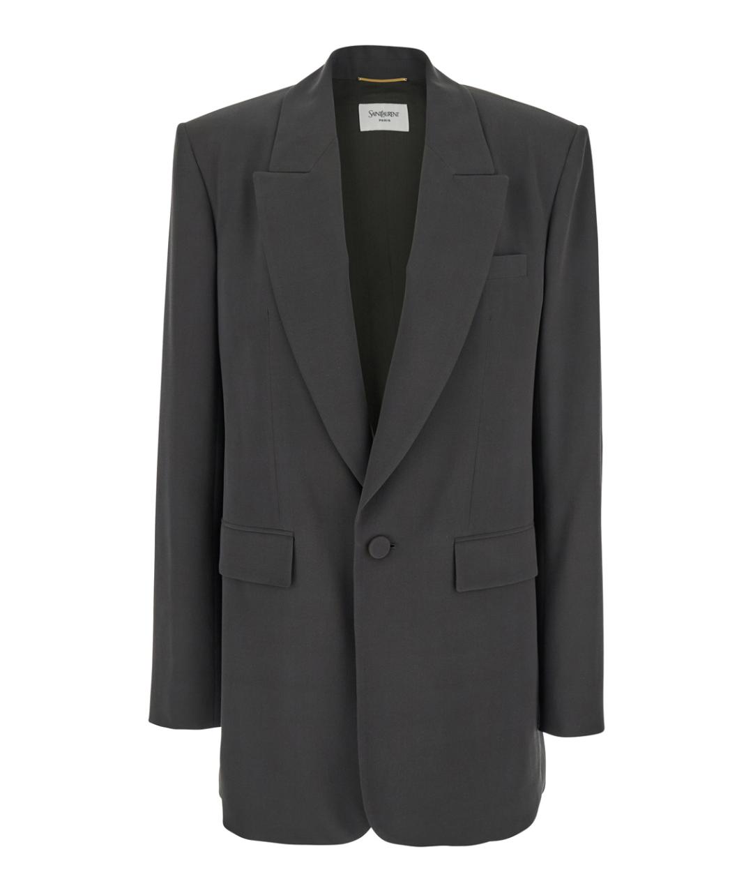 SAINT LAURENT Серый шелковый жакет/пиджак, фото 1