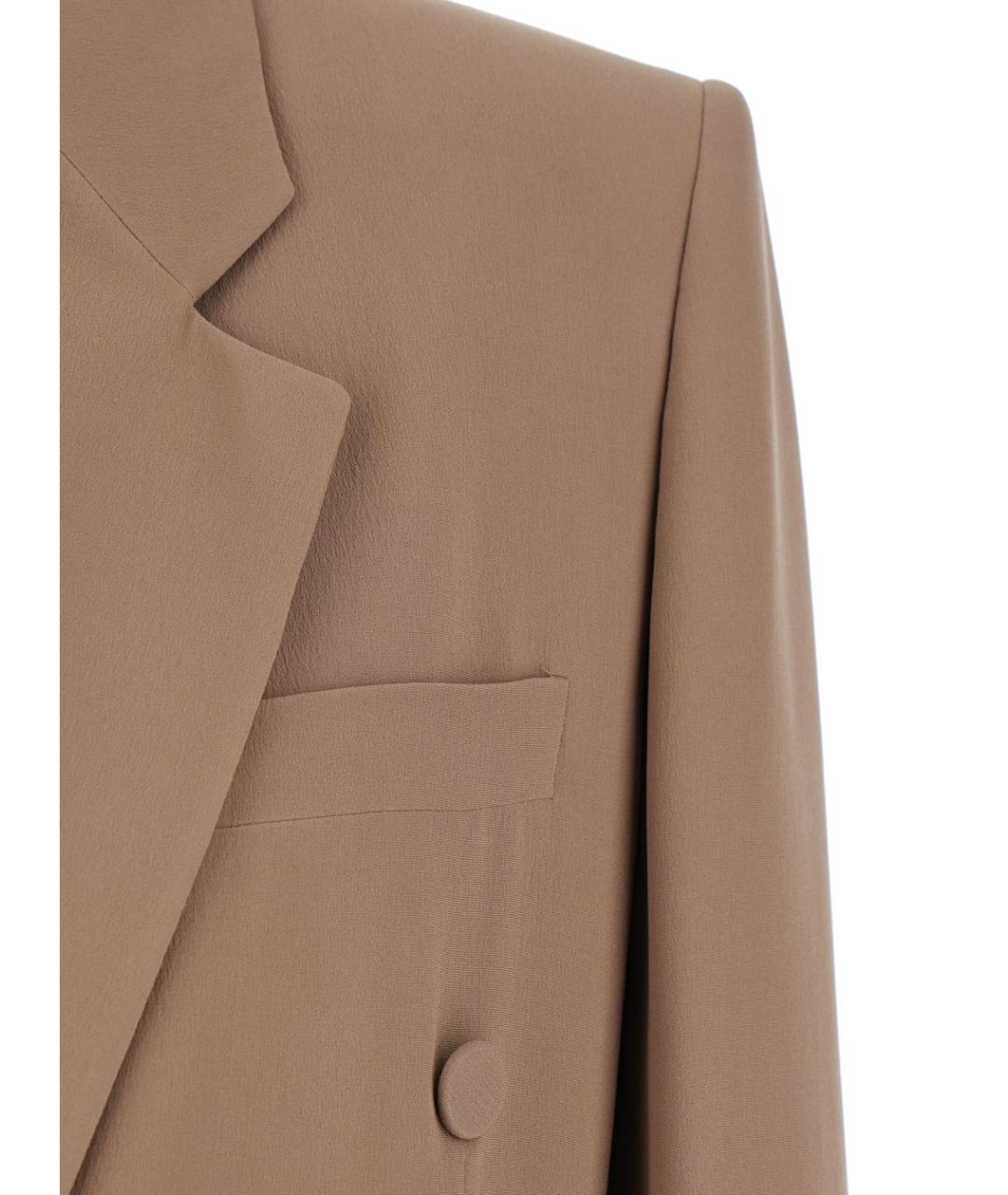 SAINT LAURENT Бежевый шелковый жакет/пиджак, фото 3