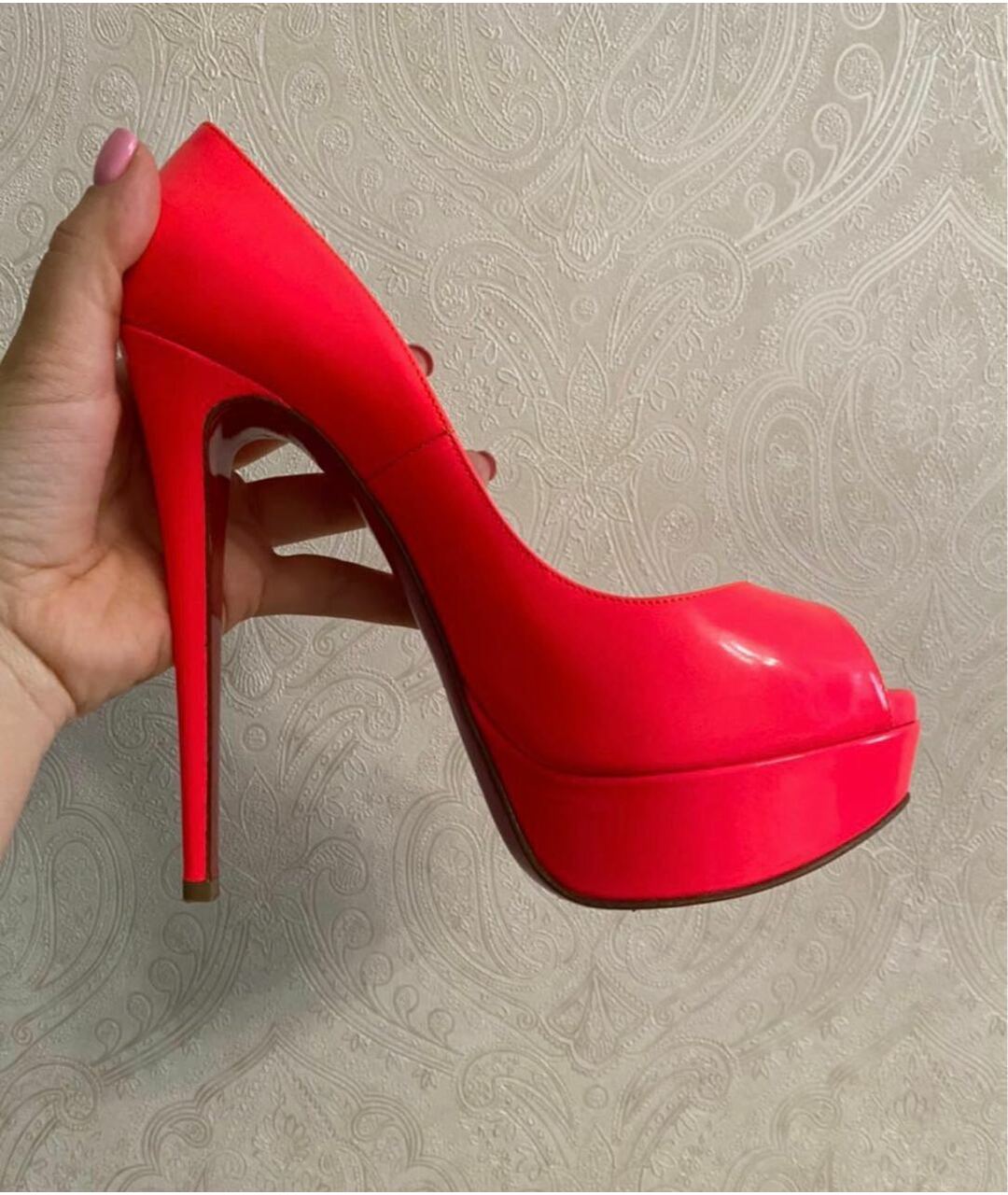 CHRISTIAN LOUBOUTIN Розовые кожаные туфли, фото 3