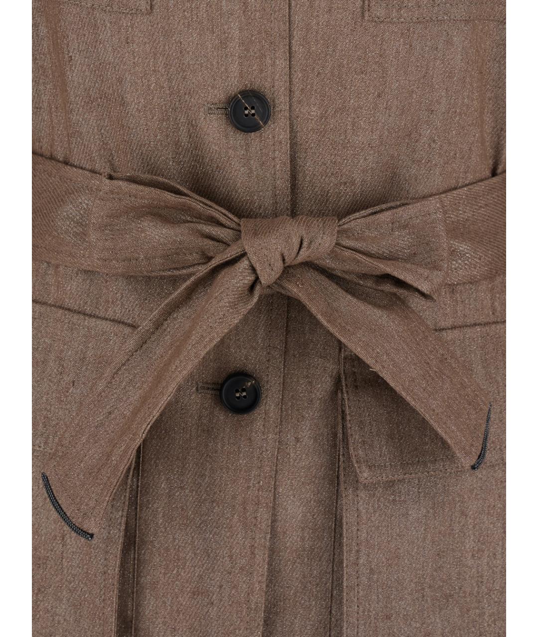 BRUNELLO CUCINELLI Коричневый льняной жакет/пиджак, фото 3