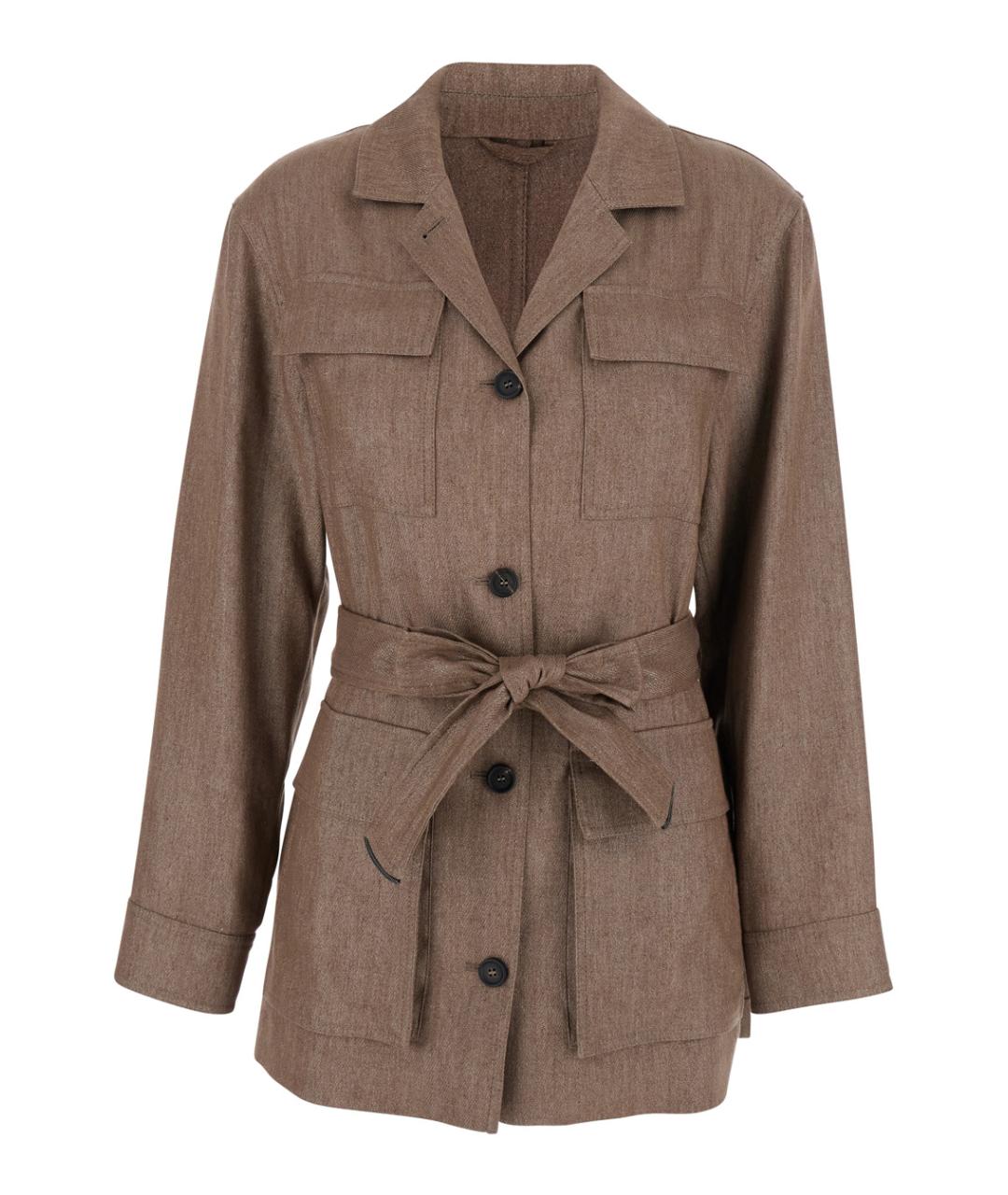 BRUNELLO CUCINELLI Коричневый льняной жакет/пиджак, фото 1