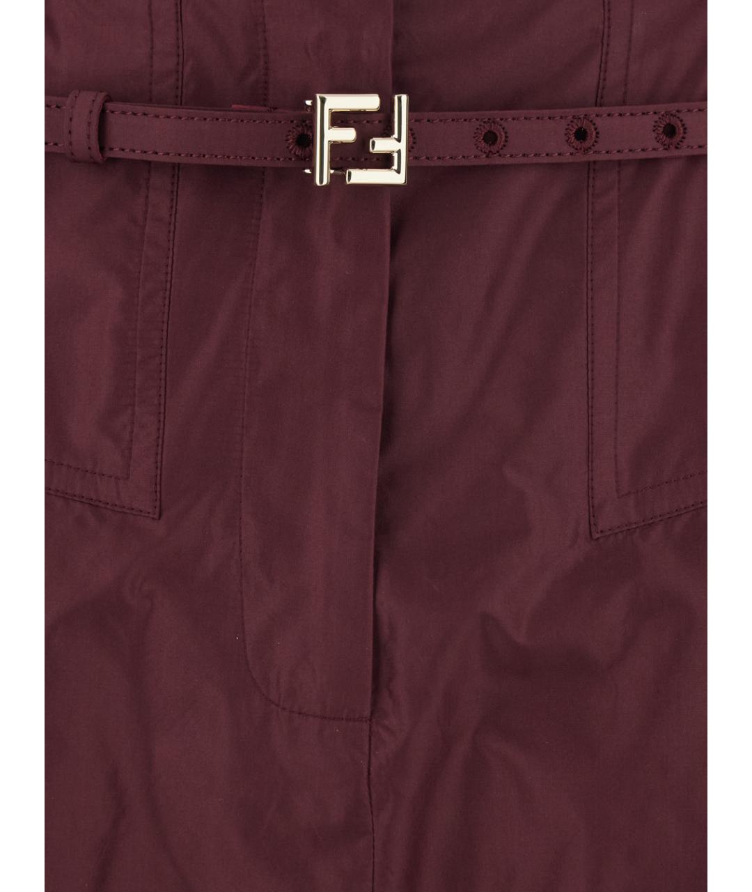 FENDI Бордовые шелковые прямые брюки, фото 3