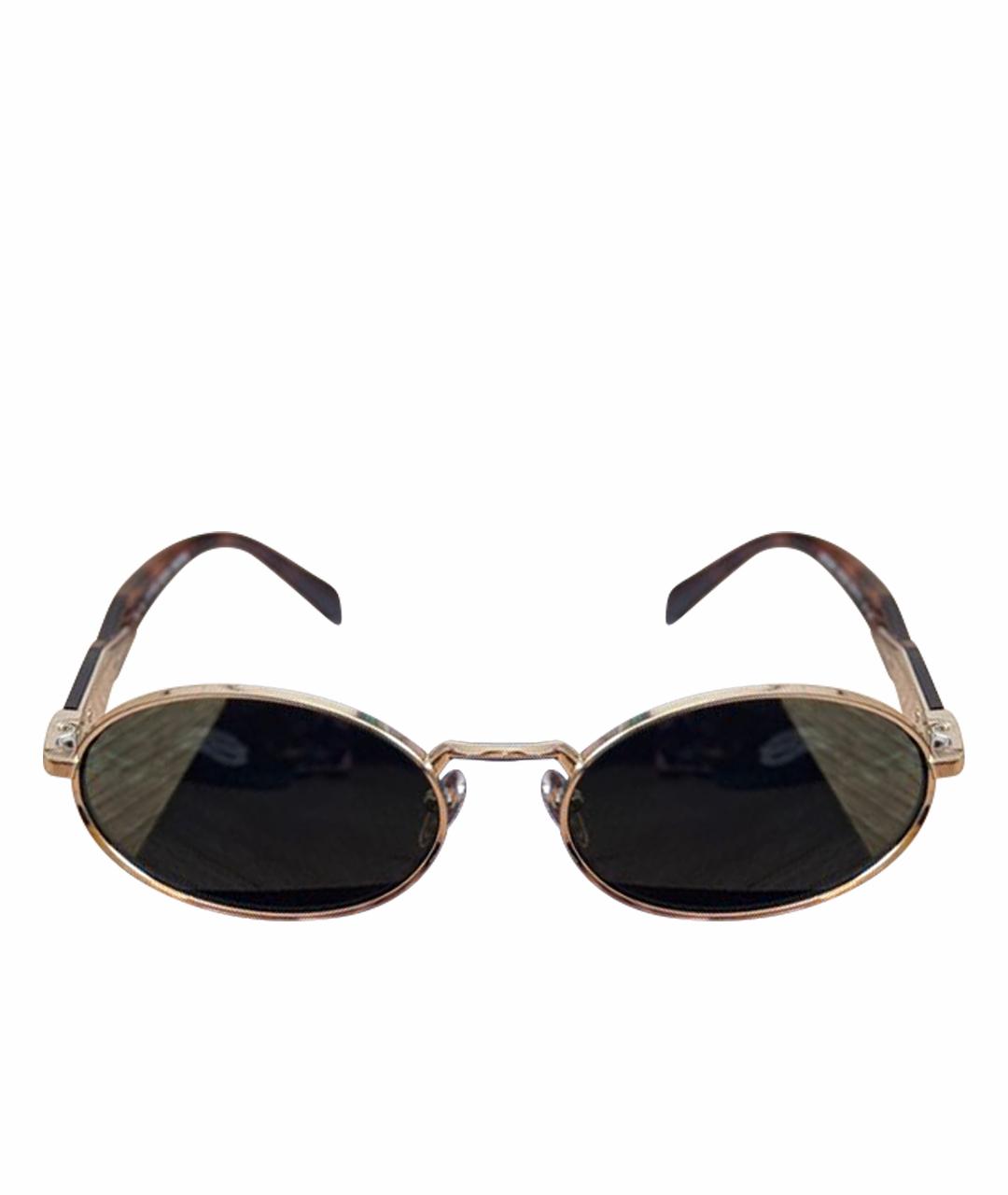 PRADA Золотые металлические солнцезащитные очки, фото 1