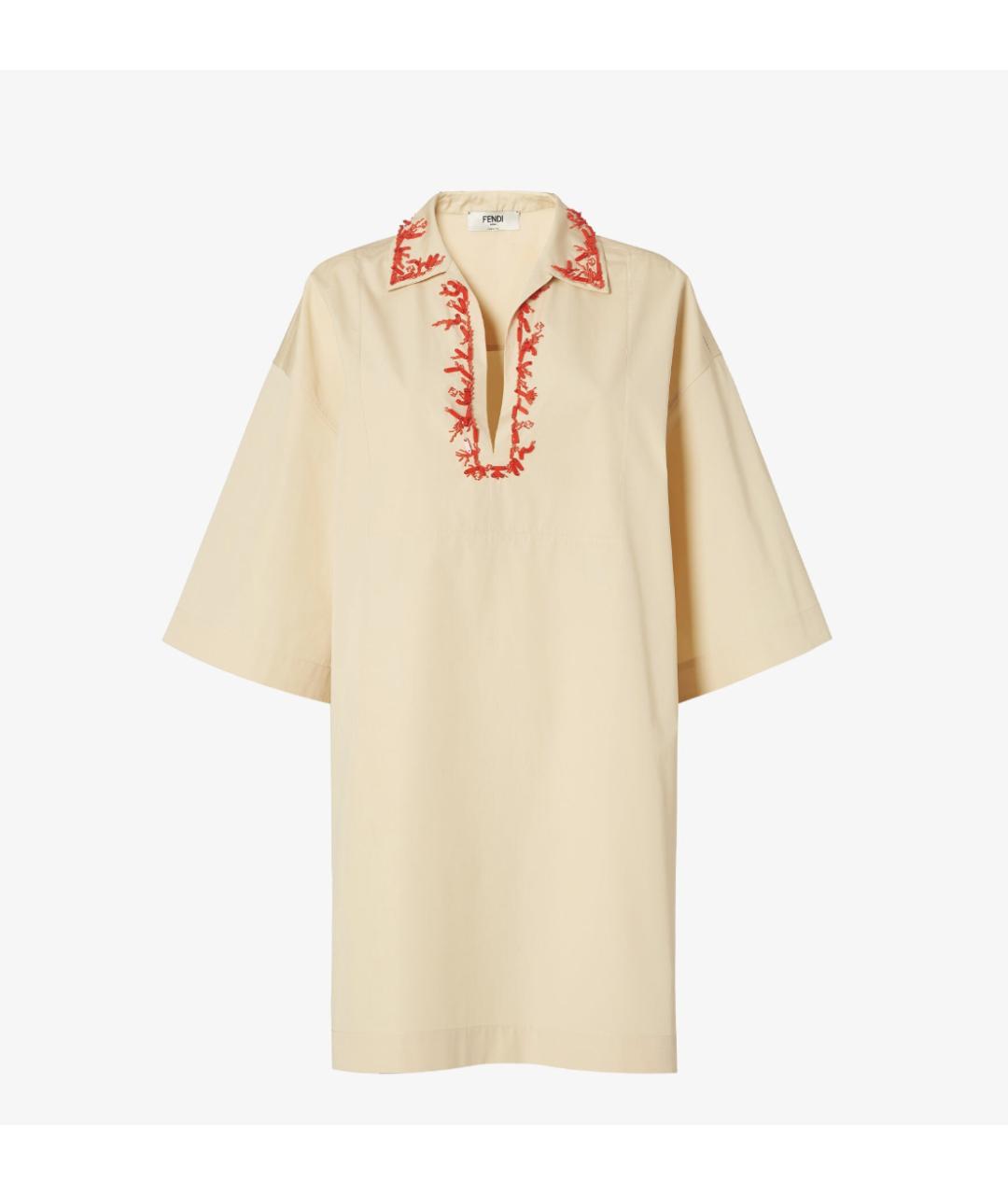 FENDI Бежевое хлопковое повседневное платье, фото 4