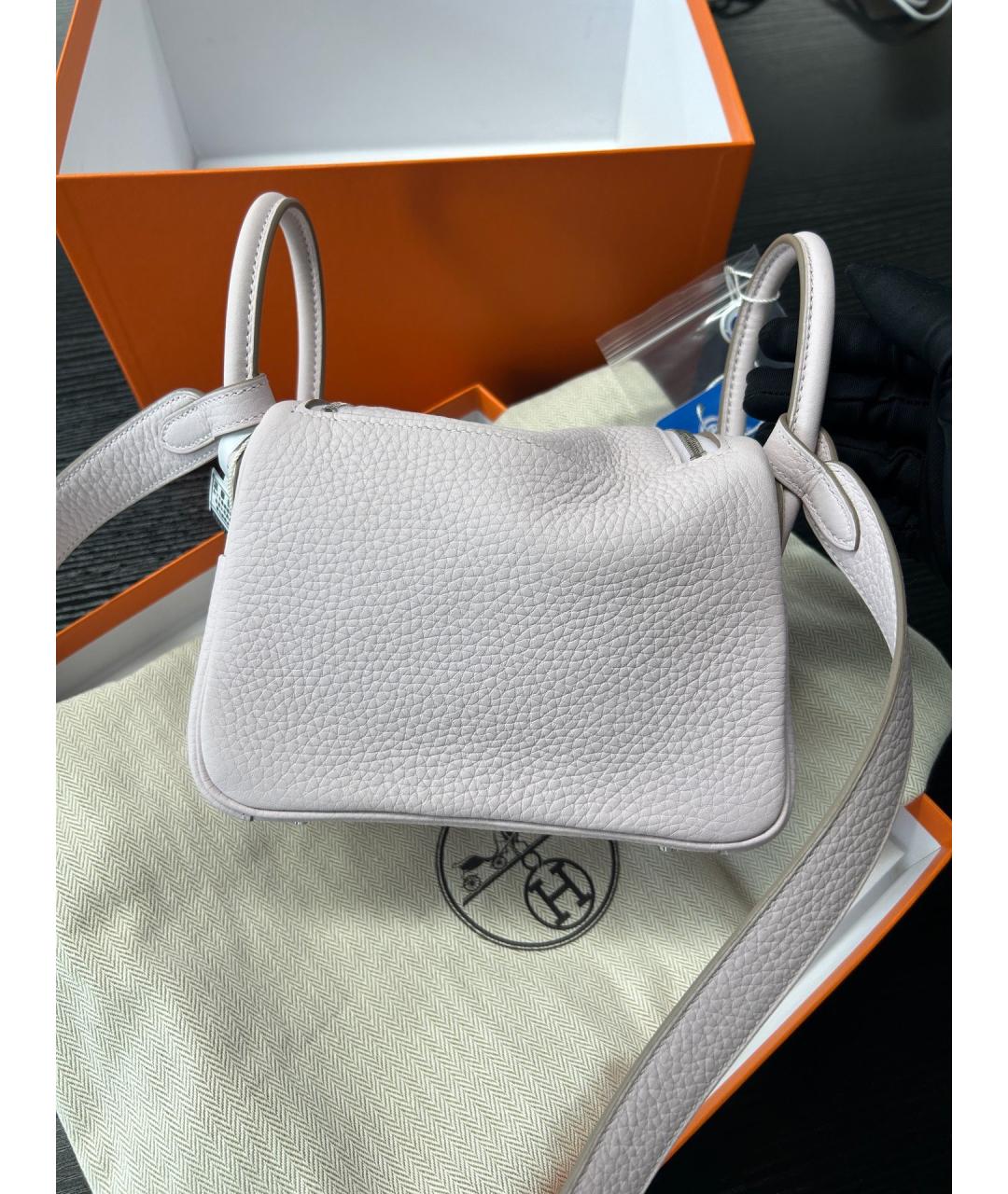 HERMES Фиолетовая кожаная сумка с короткими ручками, фото 3