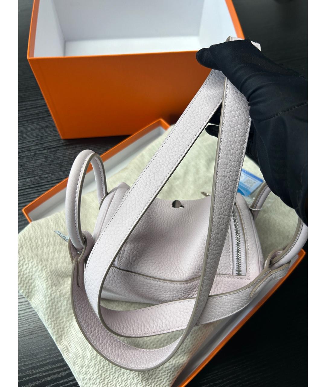 HERMES Фиолетовая кожаная сумка с короткими ручками, фото 8