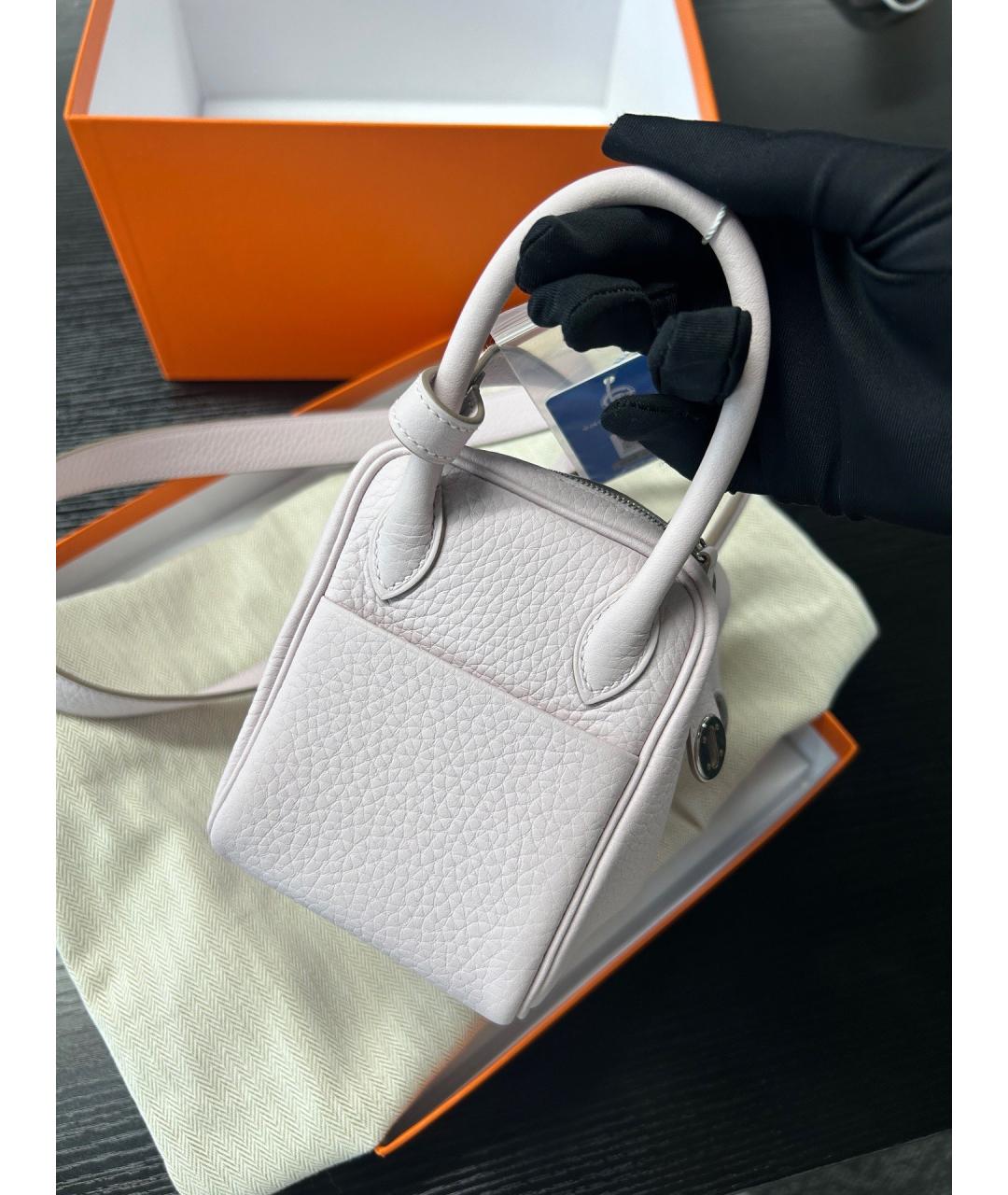 HERMES Фиолетовая кожаная сумка с короткими ручками, фото 2